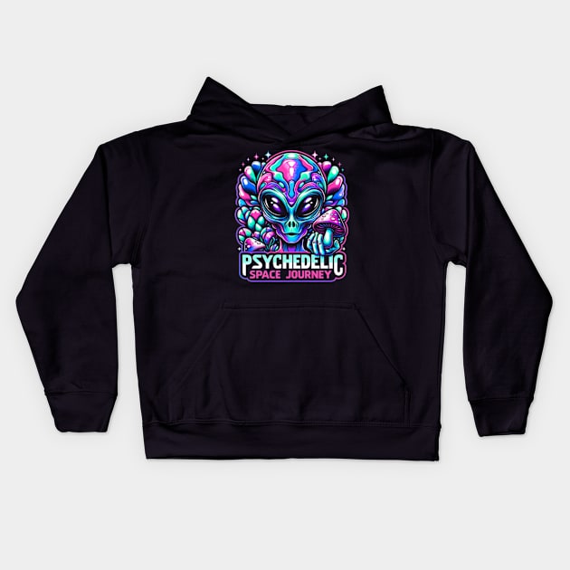 Psychedelic Space Journey - Alien Kids Hoodie by Neon Galaxia